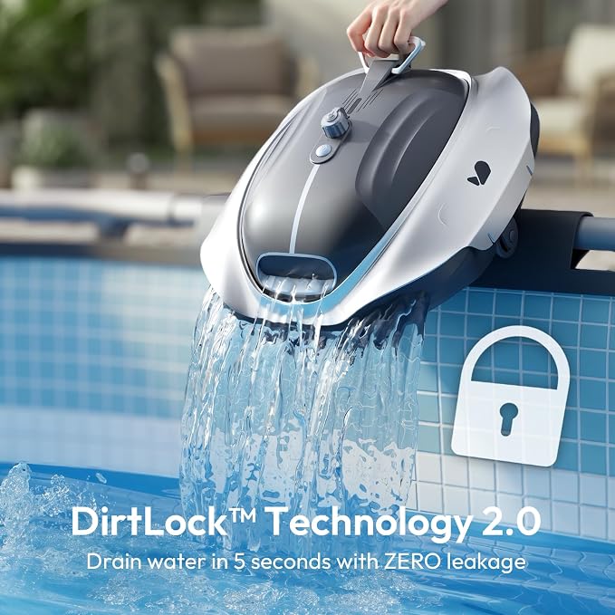 (2026 New) BUBLUE Bubot 300P Pool Vacuum for Above Ground Pool, Robotic Pool Cleaner with Powerful Suction, DirtLock Tech 2.0, LED Indicator, Self-Parking, Dual Filters, Up to 850 Sq.Ft, Snow