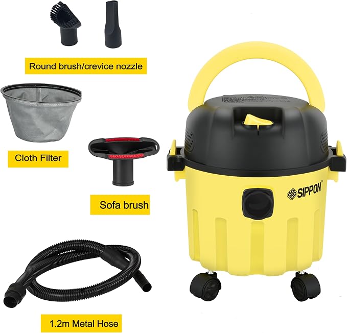 Wet/Dry Vacuum Cleaner, 3-in-1 Portable Workshop Vacuum Cleaner, Lightweight 3-Gallon Wet/Dry Vacuum Cleaner, with Blower Function and Wall-Mount Design, Suitable for All Floor Types.(Low)