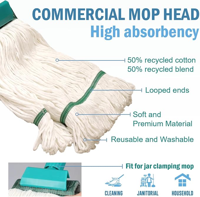 Side Press Wringer Combo Commercial Mop Bucket on Wheels, 35 Quart,Yellow, Including Commercial Mop and Rubber Gloves