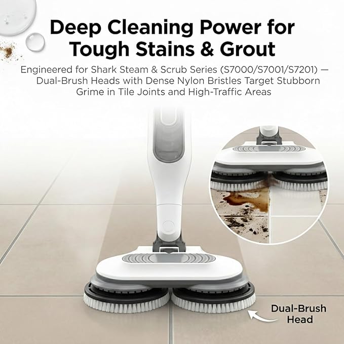 2 Pack Nylon Replacement Brush Pads Compatible with Shark S7000 S8000 Series, Heat Resistant Scrub Mop Pads, Heavy Duty Floor Cleaning Pads for Tile Hardwood Marble Floors