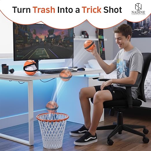 Basketball Trash Can - 1 Zippered Shooting Balls™ - Perfect Basketball Gift - Boys Room Decor - Kids Bedroom Wastebasket - Easter basket for Dorm or Home Office - Carbage Can Sport party -Size 12"x12"