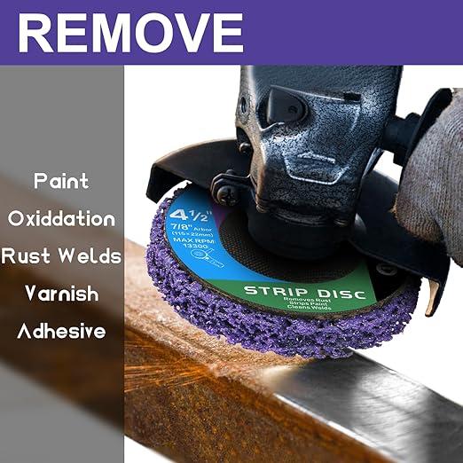 Paint Stripping Discs 12-Pack, 4-1/2" Purple Strip Disc Wheel for Angle Grinder, Ideal for Paint, Rust, and Grime Removal, Metal and Wood Stripping