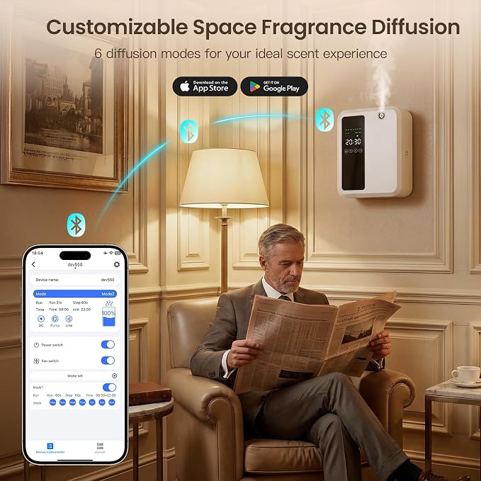 Waterless Essential Oil Diffuser with 500 mL Capacity, Scent Air Machine for Hotel/Office/Home, Up to 3500 sq.ft, App Control Scent Diffuser (White)