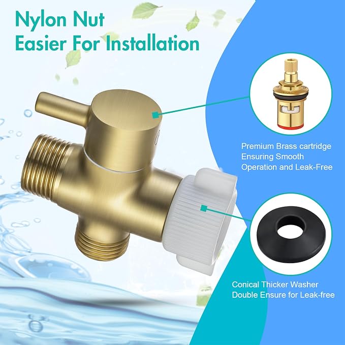 BARROCK Handheld Bidet Sprayer for Toilet, Stainless Steel Metal Made Baby Cloth Diaper Spraying Kit, Bathroom Toilet Bidet Attachment Set for Bathing Pets and Feminine Hygiene, Brushed Brass Gold