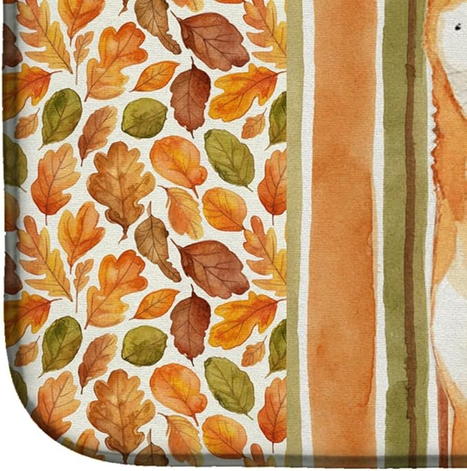 Caroline's Treasures Red Shiba Inu Heirloom Fall Dish Drying Mat Absorbent Dish Drying Mat Pad for Kitchen Counter Dish Drainer Mat for Countertop, 14 x 21", Multicolor