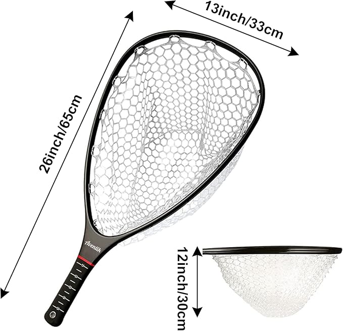 Aventik Fly Floating Fishing Net Carbon Fiber Landing Trout Net Light Weight Clear Rubber Ghost Net Catch & Release