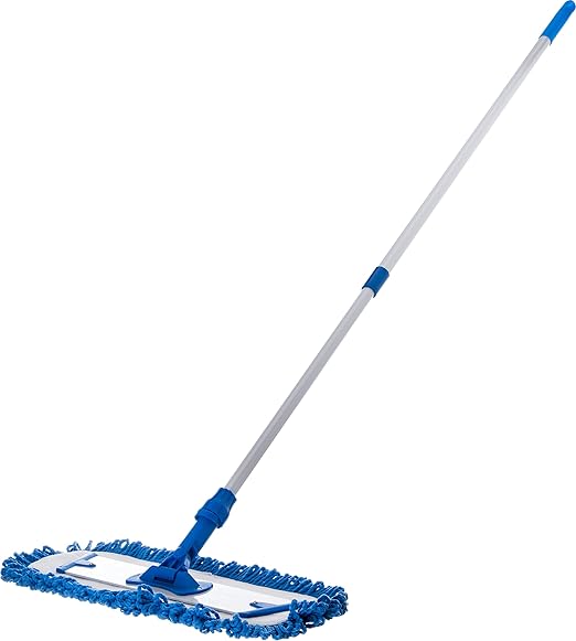 FLO-PAC Dry Mop Mop Pad, Looped Fringe with Microfiber Center for Floor and Wall Cleaning, 18 Inches, Blue