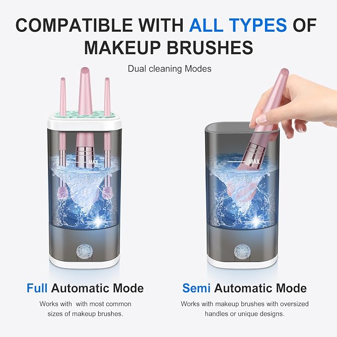 Electric Makeup Brush Cleaner Machine With Makeup Brush Holder Portable, Automatic Cleaner for Makeup Brushes and Sponges (Black)