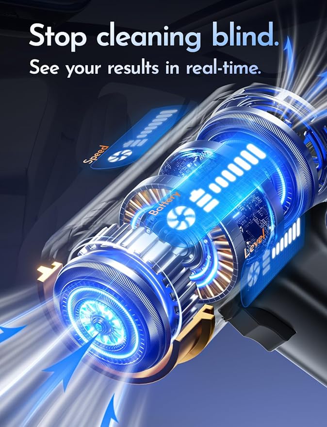 Cordless Vacuum Cleaner, 58000PA Handheld Vacuum Cordless, 9-in-1 Car Vacuum Portable Cordless for Detailing & Pet Hair, Powerful Rechargeable Vacuum Cleaner for Car, Keyboard & Couch.