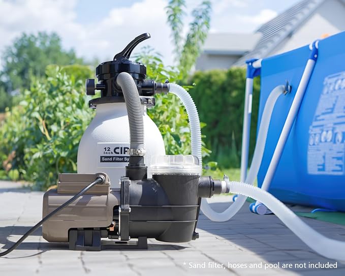 CIPU Pool Pump with Timer 2700GPH 115V Powerful Self Priming Above Ground Swimming Pool Pump 0.35HP with Filter Basket Low Noise for Pools Hot Tub Spa Water Circulation