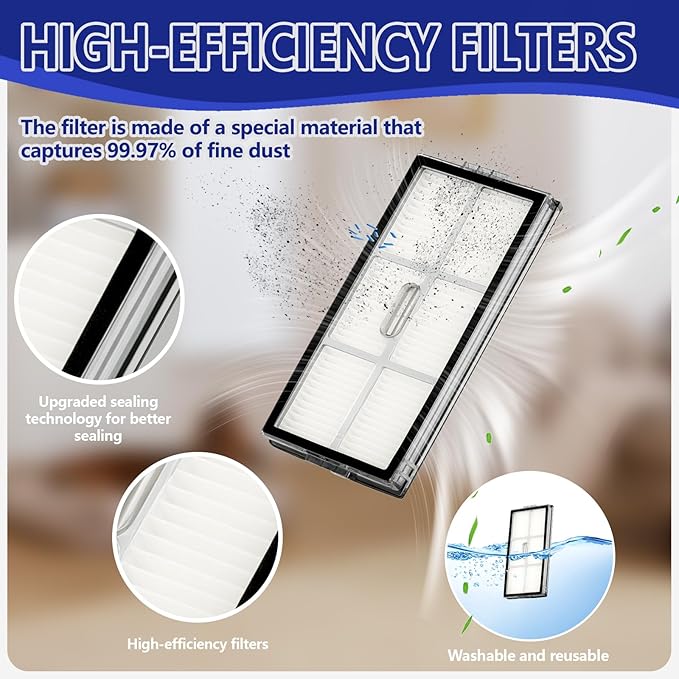 25 PCS Saros 10R Accessories Kit Compatible with Roborock Saros 10R / Saros 20 Robot Vacuum,6 Activated Carbon Dust Bags,1 Set Main Brush, 4 HEPA Filters, 6 Mop Pads, 6 Side Brushes