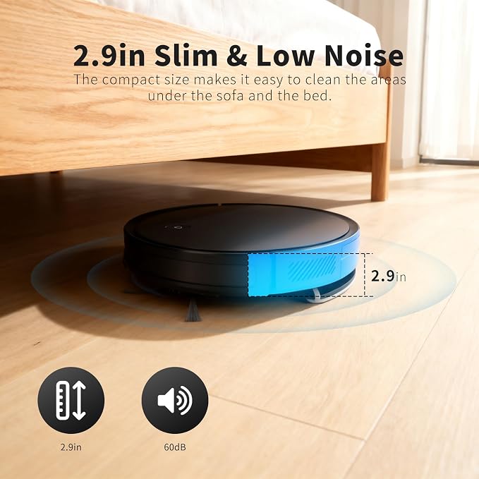 Livvi Robot Vacuum and Mop Combo - 3500pa 2 in 1 Robot Vacuum with WiFi/App/Voice, 120 min Runtime, Super Thin, Quiet, Self-Charging, for Hard Floors (G100)