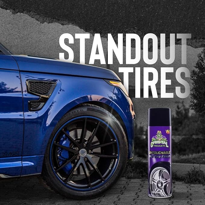 Cristal Products Untouchable Tire Shine Spray – Long-Lasting Wet Tire Finish for Deep Gloss & Protection – Waterproof Tire Shine, Easy Application, Premium Tire Cleaner Shine 8oz (12PK)