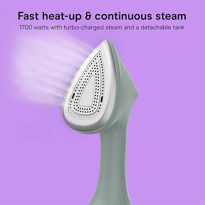 Conair 2-in-1 Iron Garment Steamer | 1700W Turbocharged Steam for All Fabric Types, Steam and Press, Green, GSI200TG