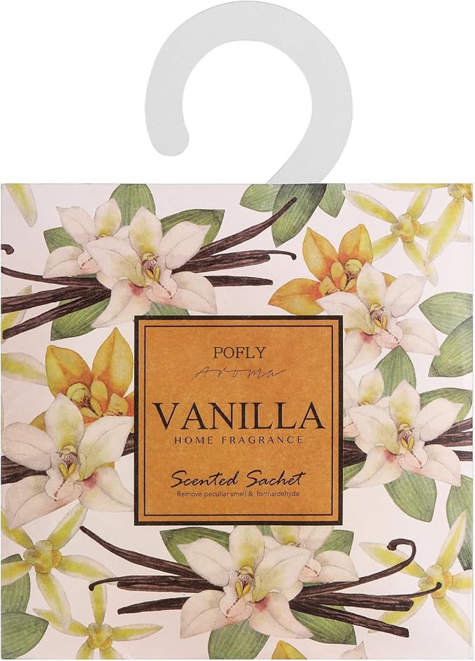12 Pack Vanilla Scented Sachets, Long-Lasting Fresh Scent, Air Freshener for Closet & Drawers, Hanging Deodorizer for Home
