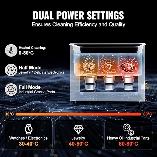 VEVOR 15L Sonic Cleaner, 360W Digital Ultrasonic Cleaning Machine with Upgraded Degassing and Gentle Mode, 40kHz Industrial Ultrasound Cleaner with Timer and Heater for Retainer Jewelry Tools