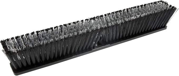Restaurantware-BROOM HEAD ONLY: Clean Tek Professional 23.62-Inch Push Broom Head, 1 Heavy-Duty Cleaning Tool - Handle Sold Separately, Fine Flagged Bristles, Black Plastic, Outdoor Use