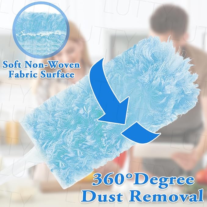 Dusters Refills 40 Count 360°Double-Sided 4X Microfibers Disposable Dusting Pads Compatible with Swiffer Duster Refill for Blinds Ceiling Fans Furniture Multi-Surface Dusting(Blue)