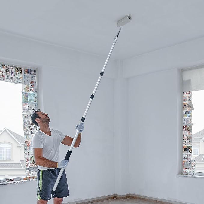 Lineslife Telescoping Pole, 4-12 FT Paint Roller Extension Pole, Multi-Purpose Sturdy Aluminum Alloy with Twist-Lock Design for Windows, Painting, Dusting and Cleaning