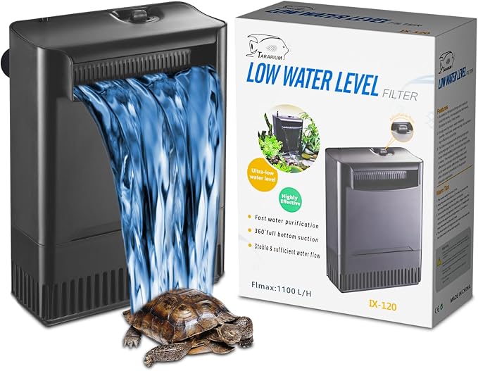 TARARIUM Turtle Tank Filter Aquarium Filter Power Adjustable 30-75 Gal. 290 GPH Large Internal Filter 3-Stage w/Replacement Media 4pcs Sponge Clip 1Pcs Ceramic Ball Plate Replacement for IX-120