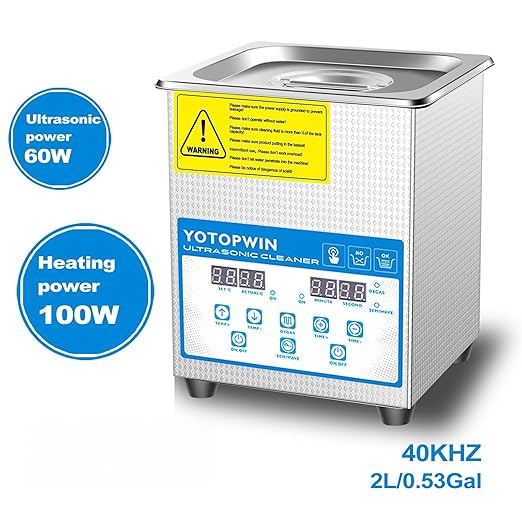 Jewelry Cleaner Ultrasonic Machine Professional Lab Ultrasonic Cleaner With Digital Timer & Heater 40KHZ For Retainers Carburetors Dentures Mouth Guard Automotive Parts Cleaning Equipment (0.53Gal,2L)
