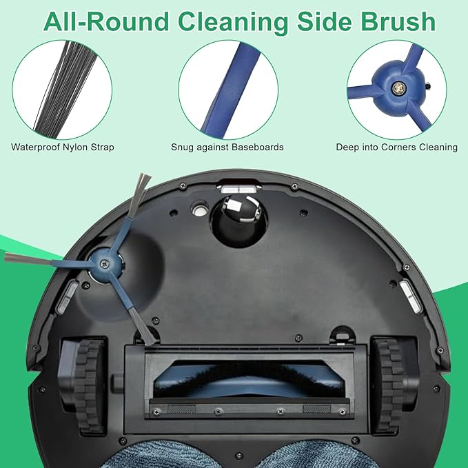 Pure Realm 34 Pack for eufy Vacuum Omni C20 Accessories Kit，2 Mainbrush 6 Filter 6 Dust Bag 6 mop pads 6 Sidebrush 1Cleaning Brush 1Screwdriver,6 Sachet
