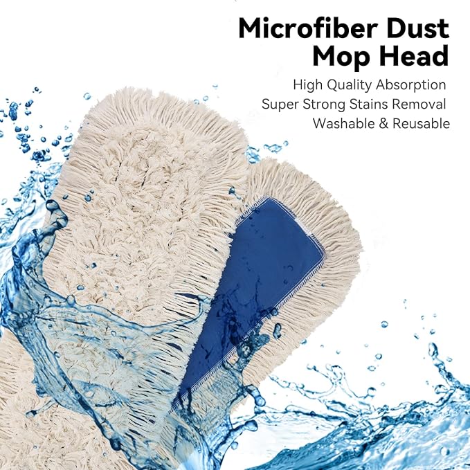 48 Inch Commerial Dust Mop Head Replacement : Mircofiber Dust Mop Head Refills for Industrial & Janitorial Supplies, Heavy Duty Mop Head for Hardwood Floor Cleaning,Blue (48 Inch - 1 Pack)