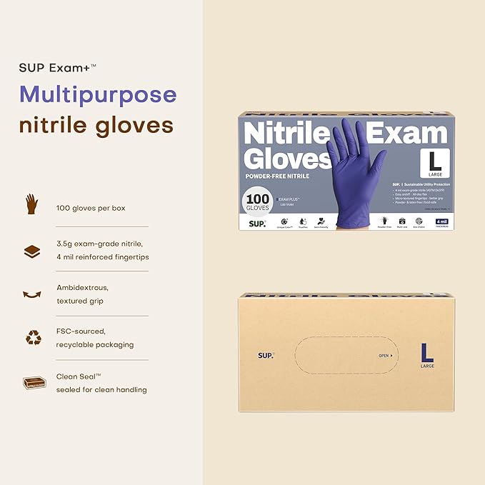 SUP Nitrile Exam Gloves, Powder-Free Latex-Free Food Safe Disposable Glove for Medical Cooking Cleaning, Lab Violet 1000 Ct