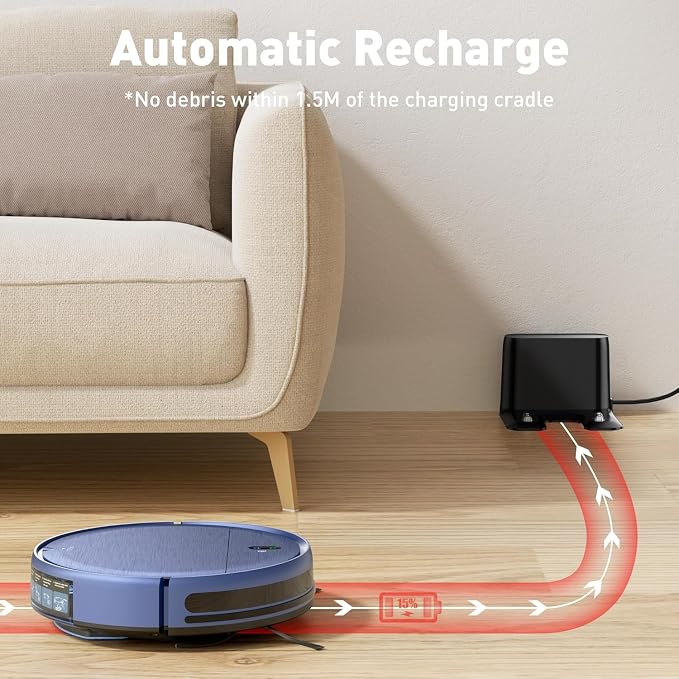 Robot Vacuum, Robot Vacuum and Mop, Smart Robotic Cleaner with APP/Remote/Voice Control, Scheduled Cleaning, Slim Body & Self-Charging, Ideal for Pet Hair, Carpet and Hard Floors