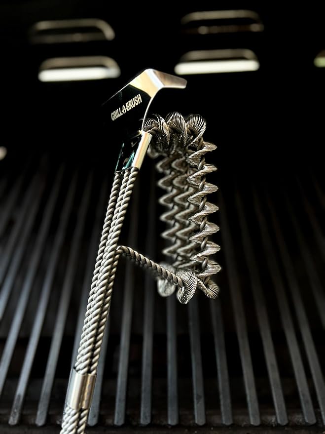 BBQ Grill Brush - 360° Scraper Clean - Bristle Free Grill Brush - Heavy Duty Stainless - Safe on All Grates - Safe Barbecue Brush - Gas, Charcoal, Smokers
