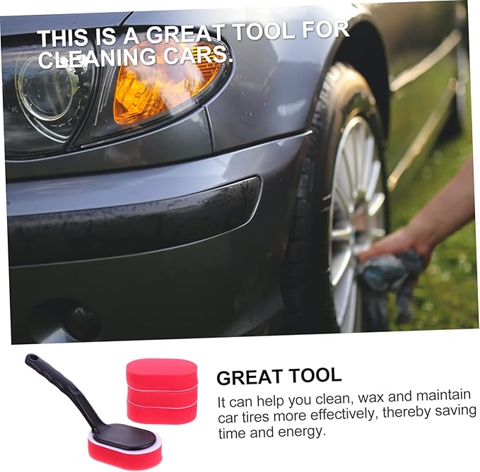MAGICLULU 10pcs Tire Waxing Brush Kit Replaceable Car Cleaning Applicator Handle for Waxing Polishing and Interior Detailing