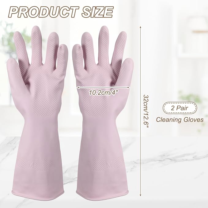 uxcell Rubber Cleaning Gloves, Reusable Household Dishwashing Long Rubber Gloves