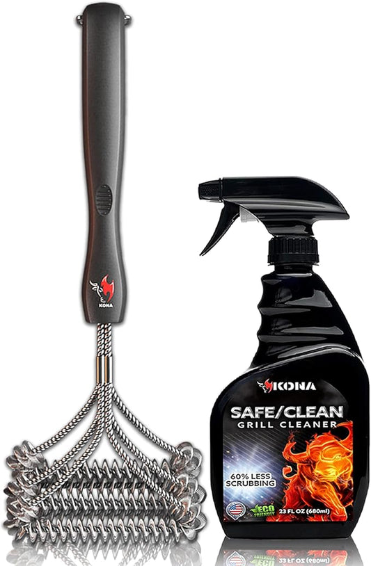 Coil Grill Brush & Grill Spray Cleaner - Safe/Clean Bristle-Free BBQ Grill Brush & Heavy-Duty, No-Drip Grill Spray, Eco-Friendly Degreaser (23 oz) - Perfect for Outdoor Grilling & Cleaning