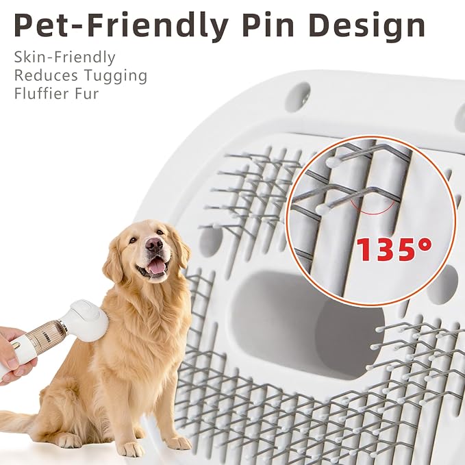 Vacuum Grooming Brush,4-In-1 Kit for Shedding,Deshedding Tool for Dog | Removes Loose Fur While Grooming,Keeps Your Home Cleaner,Helps Pets Stay Close to the Family,Portable Cordless Design