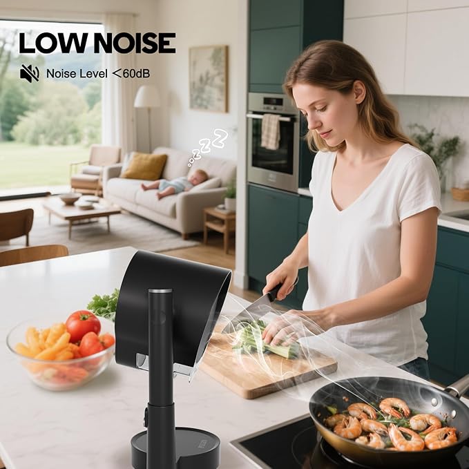 Portable Range Hood, Portable Kitchen Exhaust Fan with 3 Speeds, Desktop Range Hood with Telescoping Height, Low Noise, Large-Caliber Aluminum Filter &Oil Cup for Indoor BBQ/Hot Pot/RV