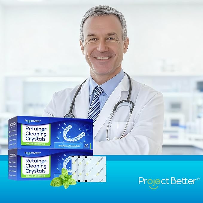 Cleaning Crystals for Clear Dentures and Retainers, (60 Packets)