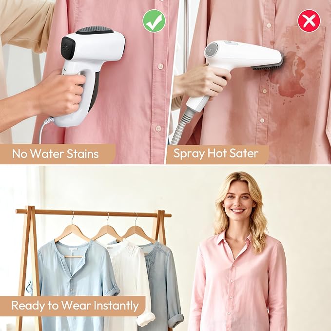 3500Pa Vacuum Steamer for Clothes - 2 in 1 Portable Suction Handheld Vacuum Iron, 30s Rapid Preheating, Auto-off, Light Steamer for Travel/Home, Fathers Day Dad Gifts