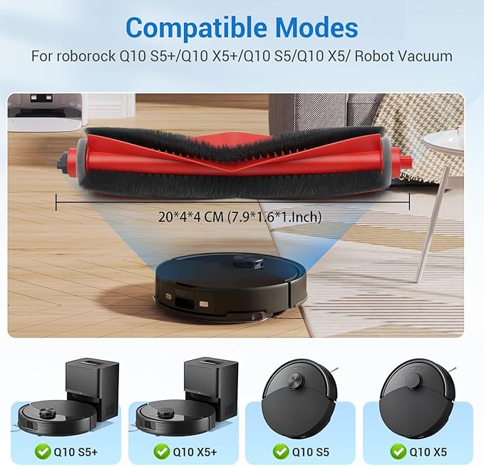 26 Pack Replacement Accessories Parts for Roborock Q10 S5/Q10 S5+/Q10 X5/Q10 X5+ Robot Vacuum Part with 2 Roller Brush,4 Mop,4 HEAP,6 Mop,6 Dust Bag,6 Side Brushes,1 Screwdriver,1 Clean Brush