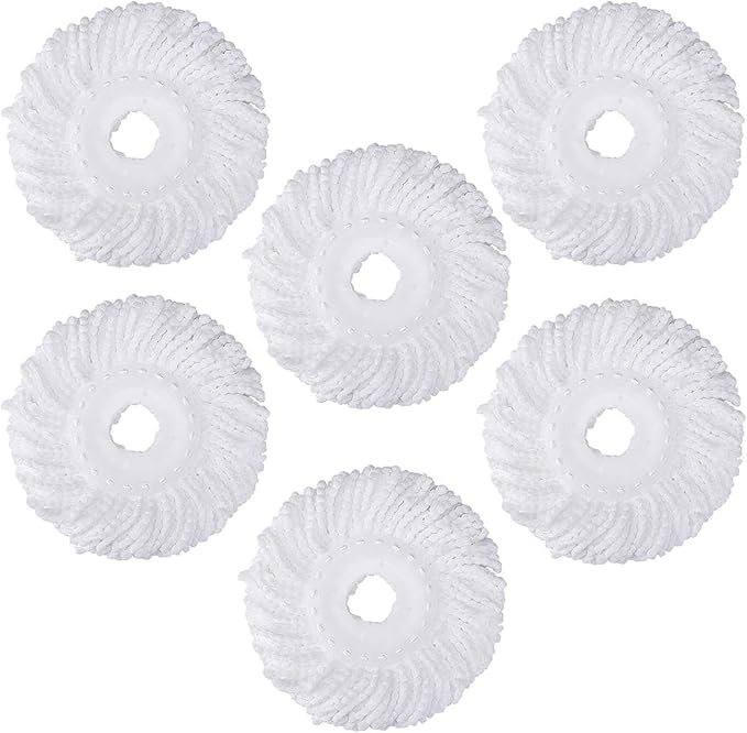 Spin Mop Heads Refill, Easy Wring Microfiber Replacement Pads for Deep Cleaning 6-Pack Universal Fit for Most Round Spin Mops