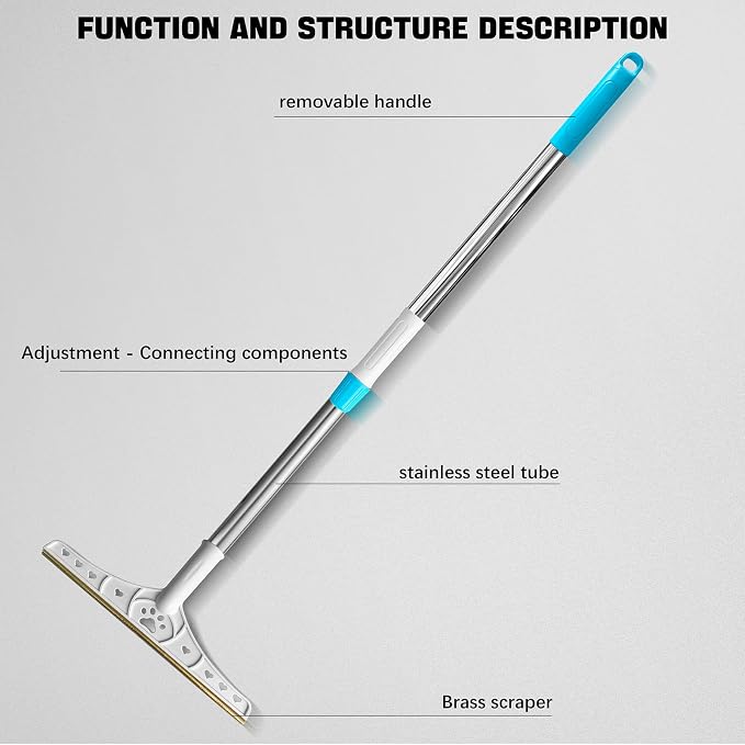 Carpet Rake for Pet Hair Removal, Large Head Carpet Scraper | 28 - 55" Adjustable Handle, Copper Blade, Gentle on Carpet, Lifts Embedded Pet Hair