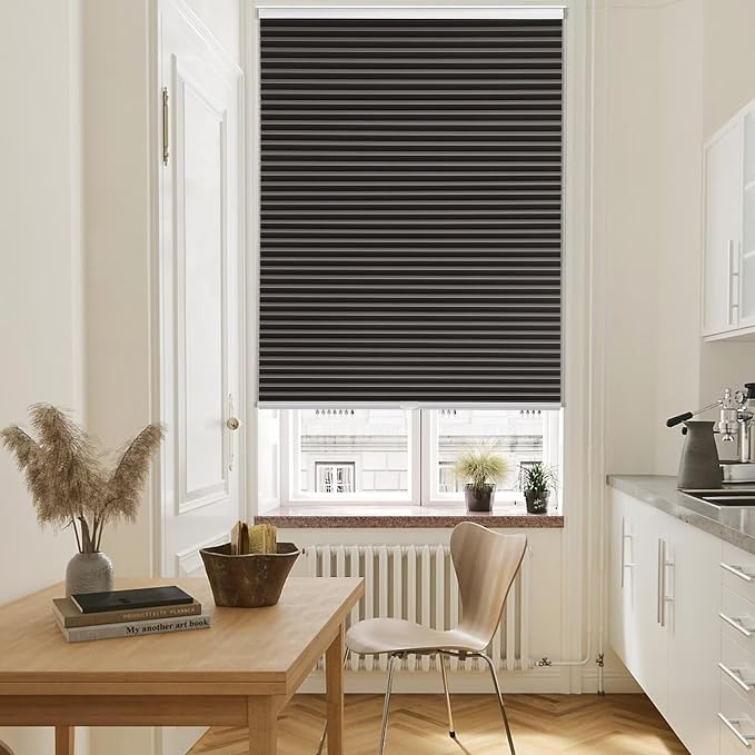 MYshade Cordless Blackout Cellular Shades, 1.5" Honeycomb Window Blinds for Bedroom & Nursery, Thermal Insulated, Noise Reducing, Privacy Shades, Inside or Outside Mount (29" W x 72" H, Black)