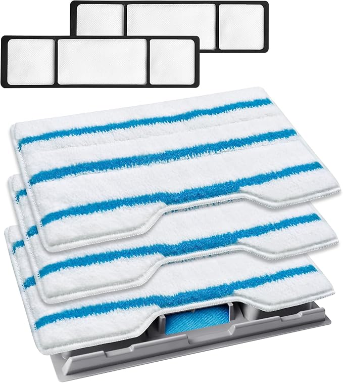 KEEPOW Reusable Mop Pads Refills, Mop Replacement Pads Compatible with Mop VM252 VM200 VC205 VM250 /QM250 VM190 VM200P12, Hardwood Floor Mop Pad with Upgraded Dirt Chamber