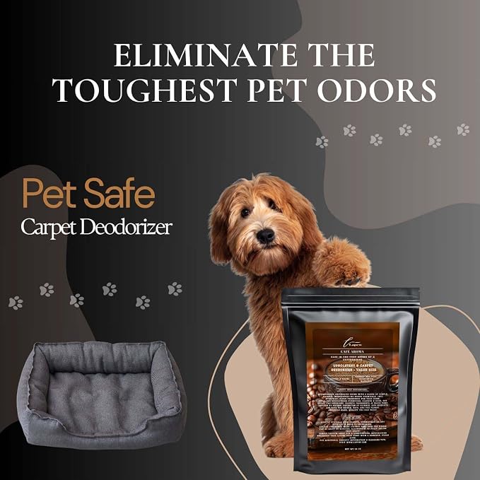 Lapew Café Aroma Carpet Deodorizer Powder - Pet Safe Freshener for Vacuuming | Scented Odor Eliminator for Home | 36 oz