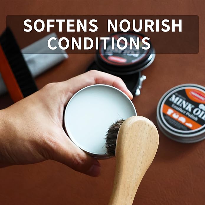 Black Shoe Polish Kit Brown Neutral White Mink Oil Leather Boot Shoe Shine Kit Conditioner Care Cream Clearner Set