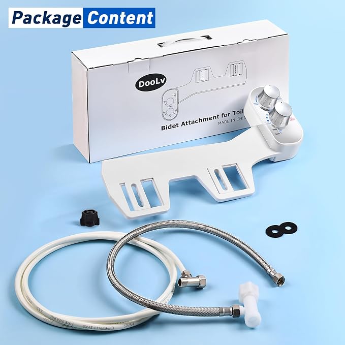 Upgraded Hot Cold Bidet Attachment - Front & Rear Wash, Adjustable Water Pressure, with Self-Clean, Retractable Single Nozzle, Non-Electric Warm Water Bidet Toilet Seat Attachment - Chrome