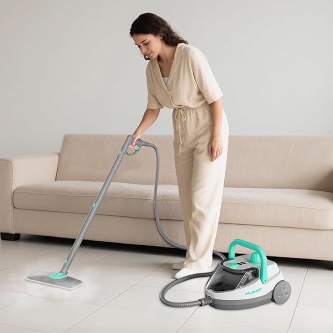 HAUSHOF Steam Cleaner, 1500W Powerful Steam Cleaner for Home with 19 Accessories & 51Oz Water Tank, Chemical-Free Multipurpose Portable Steambot for Floor, Tile, Grout, Couch, Window & Car
