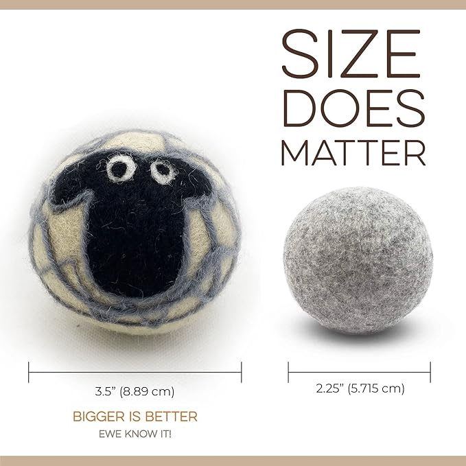 Fluff Ewes Premium Handmade New Zealand Reusable Wool Dryer Balls for Laundry + Ewe Dew Home Fragrance Aromatherapy Dryer Ball Essential Oil Blend, 2 Pack, Classic + Lavender 0.5oz
