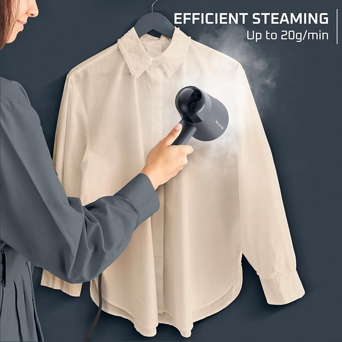 Rowenta Origin Travel Steamer for Clothes, Dual Voltage (120V–240V) Portable Garment Wrinkle Remover, Mini Foldable Handheld Steamer with Easy Storage Case, Black, DR1050