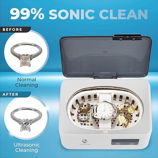 Ultrasonic Jewelry Cleaner 45KHz, 20oz Ultrasonic Cleaner with Cleaning Basket, 304 Stainless Steel Tank & 5 Modes, Ultrasonic Cleaner Machine for Jewelry, Glasses, Retainer, Watch Straps, Denture