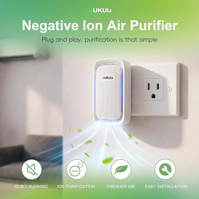 Air Ionizers (4 Pack）- Plug In Negative Ion Air Purifiers - Quiet Air Freshener for Home, Bedroom, Office, Basement - Portable Air Purifier Odor, Smoke, Dust, Pet Smell - Mini Air Cleaner White